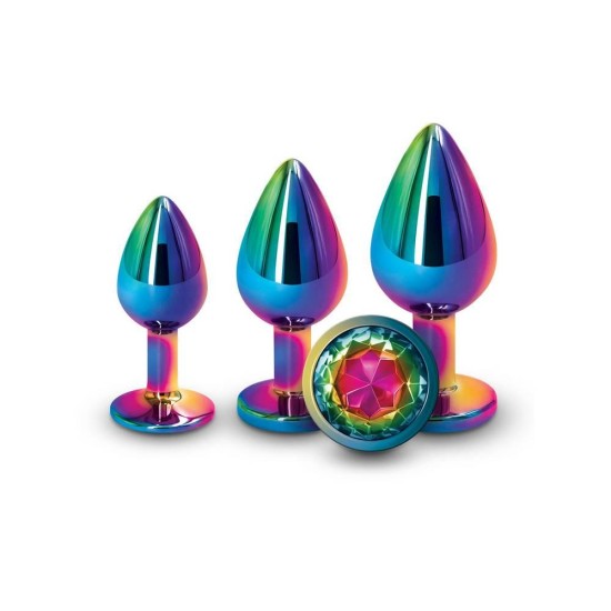 Μεταλλικές Σφήνες Με Κόσμημα - 3pc Metal Plug Kit Multicolor/Rainbow Sex Toys 