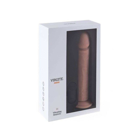 Ασύρματος Δονητής Σιλικόνης - Virgite R3 Vibrating Realistic Dong Beige 25cm Sex Toys 