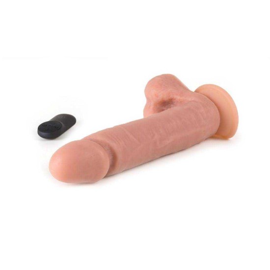 Ασύρματος Δονητής Σιλικόνης - Virgite R6 Vibrating Realistic Dong Beige 25cm Sex Toys 