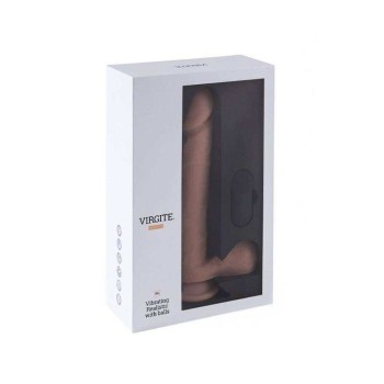 Ασύρματος Δονητής Σιλικόνης - Virgite R6 Vibrating Realistic Dong Beige 25cm