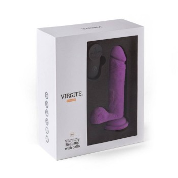 Ασύρματος Δονητής Σιλικόνης - R12 Remote Vibrating Realistic Dong Purple 17cm