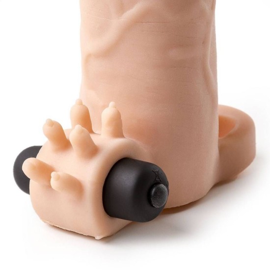 S5 Realistic Vibrating Sleeve Beige 19cm Sex Toys