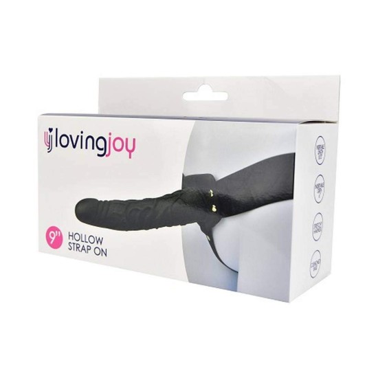 Κούφιο Πέος Με ζώνη - Loving Joy Hollow Strap On Black 23cm Sex Toys 