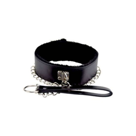 Bound To Please Furry Collar With Leash Black Fetish Toys 