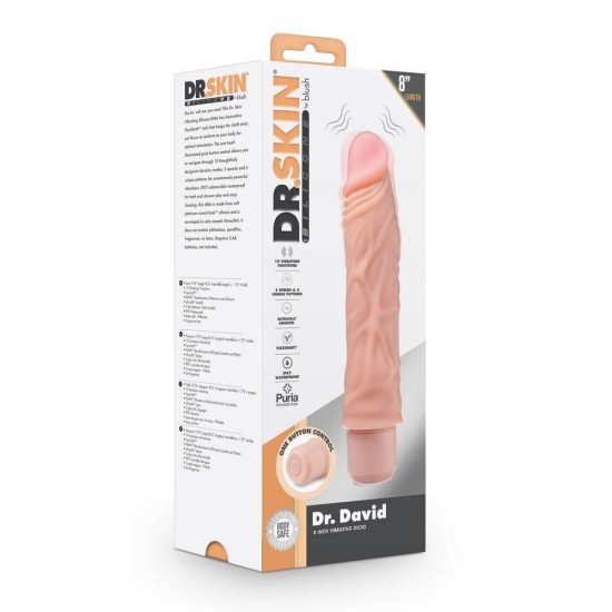 Ρεαλιστικός Δονητής Σιλικόνης - Dr. David Vibrating Dildo Beige 20cm Sex Toys 