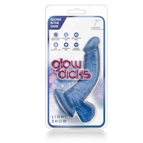 Glow Dicks Light Show Dildo Blue 18cm Sex Toys