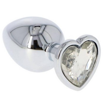 Metal Butt Plug Heart Large Clear