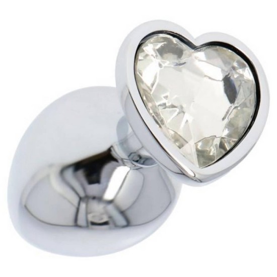 Metal Butt Plug Heart Large Clear Sex Toys