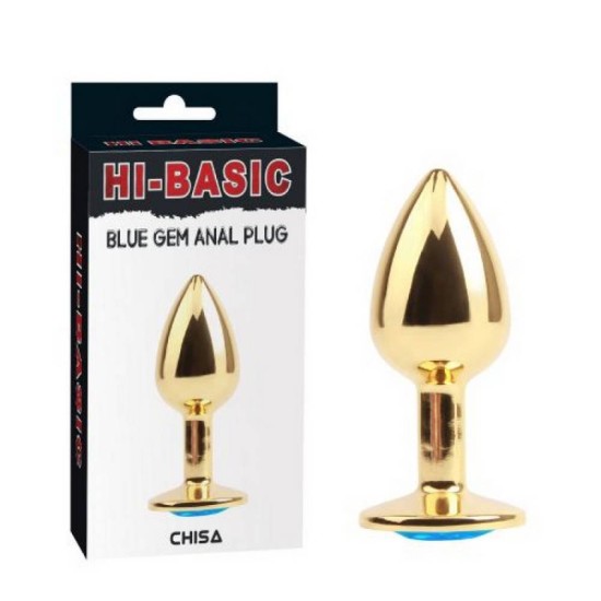 Hi Basic Blue Gem Anal Plug Gold Sex Toys