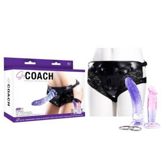 Ζώνη Με 2 Ομοιώματα - Sex Coach Miracle Interaction Strap On Kit Sex Toys 