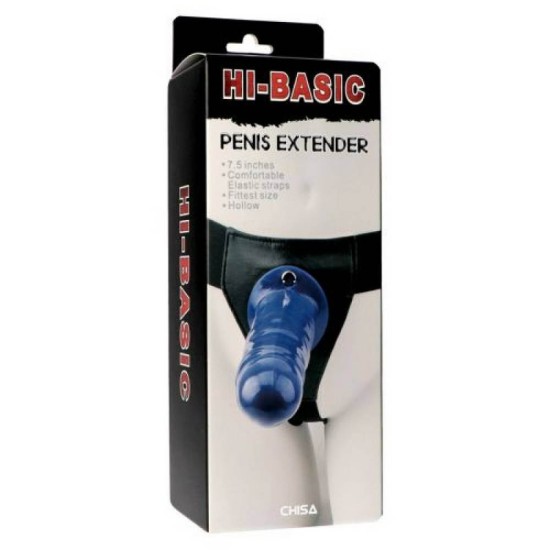 Κούφιο Ομοίωμα Πέους Με ζώνη - Hi Basic Hollow Penis Extender Blue 19cm Sex Toys 