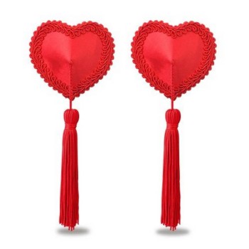 Διακοσμητικά Θηλών Με Κρόσσια - Lovetoy Red Heart Nipple Pasties