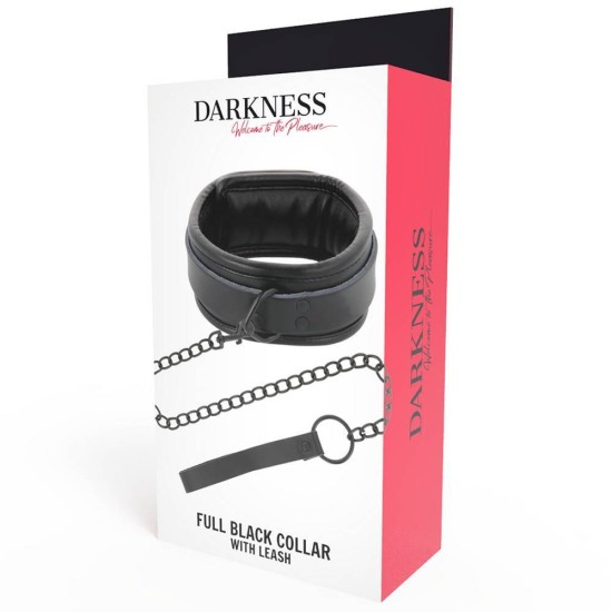 Darkness Full Black Collar With Leash Fetish Toys 