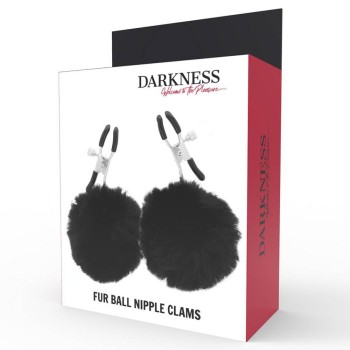 Κλιπ Θηλών Με Γούνα - Darkness Fur Ball Nipple Clamps Black