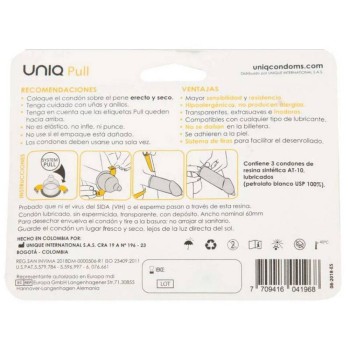 Uniq Pull No Latex Condoms With Strips 3pcs