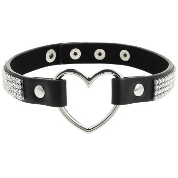 Hand Crafted Choker Heart With Strass