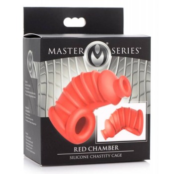 Red Chamber Silicone Cock Cage Red