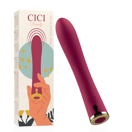 Cici Beauty Push Silicone Bullet Burgundy Sex Toys