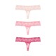 Underneath Rose Lace Thong Set of 3 Pink Erotic Lingerie 