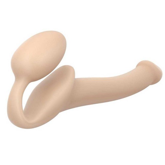 Διπλό Ομοίωμα Χωρίς Ζώνη - Strapless Bendable Strap On Beige Small Sex Toys 
