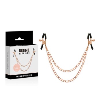 Κλιπ Θηλών Με Αλυσίδες - Begme Premium Nipple Clamps Rose Gold