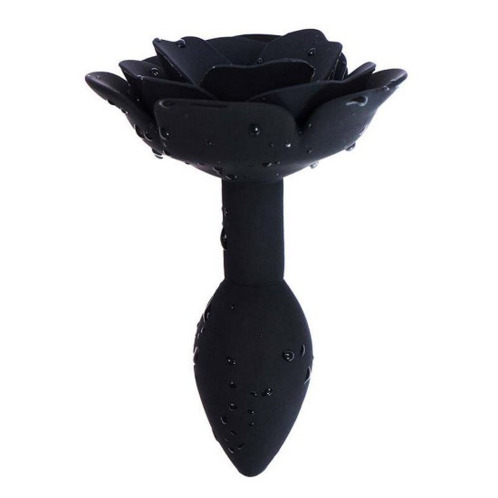 Σφήνα Σιλικόνης Τριαντάφυλλο - Ohmama Fetish Rose Silicone Anal Plug Black Sex Toys 