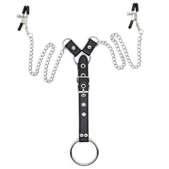 Ohmama Nipple Clamps With Cock Ring Men Toys