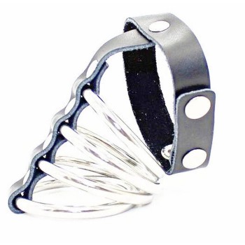 Μεταλλικά Δαχτυλίδια Πέους - Snap Fastener Leather Strap Metal Cock Ring