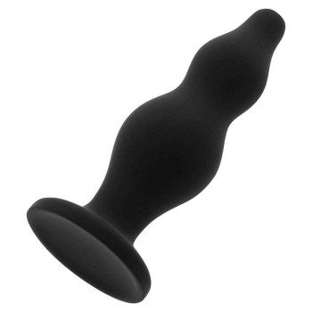 Ohmama Leveled Silicone Butt Plug Black 12cm