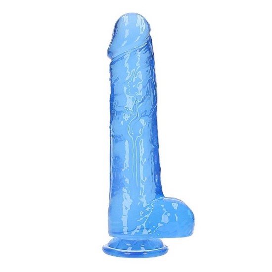 Μεγάλο Μαλακό Πέος - Crystal Clear Realistic Dildo With Balls Blue 25cm Sex Toys 