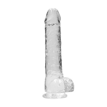 Crystal Clear Realistic Dildo With Balls Clear 22cm