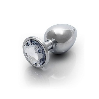 Σφήνα Με Κόσμημα - Metal Butt Plug Round Gem Medium Diamond