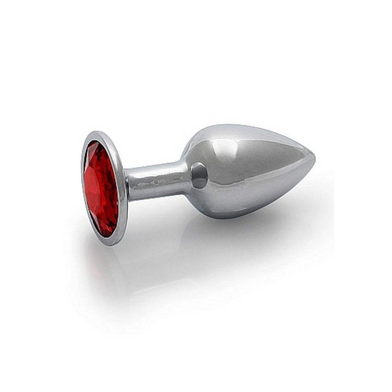 Σφήνα Με Κόσμημα - Metal Butt Plug Round Gem Small Ruby Red Sex Toys 