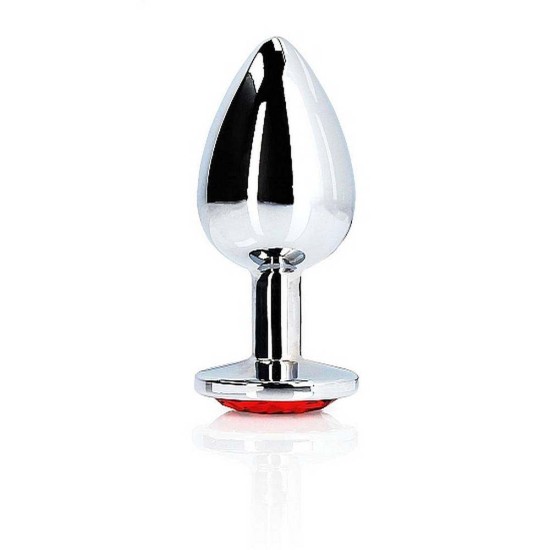 Metal Butt Plug Round Gem Large Ruby Red Sex Toys