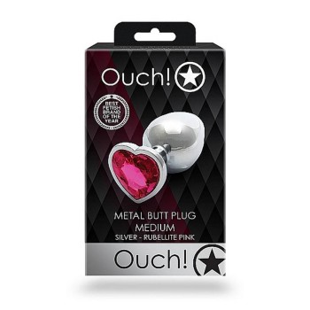 Σφήνα Με Κόσμημα - Metal Butt Plug Heart Gem Medium Rubellite Pink