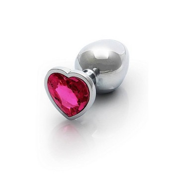 Σφήνα Με Κόσμημα - Metal Butt Plug Heart Gem Medium Rubellite Pink