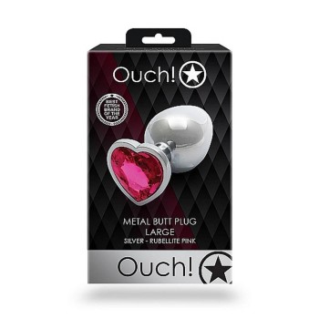 Σφήνα Με Κόσμημα - Metal Butt Plug Heart Gem Large Rubellite Pink