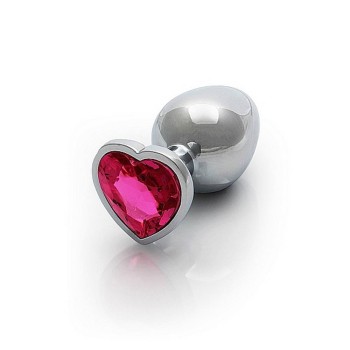 Σφήνα Με Κόσμημα - Metal Butt Plug Heart Gem Large Rubellite Pink