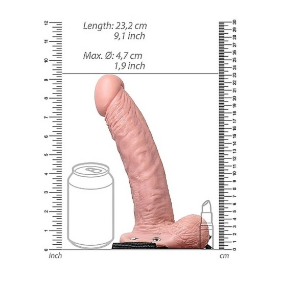 Realrock Hollow Strap On With Balls Beige 23cm Sex Toys