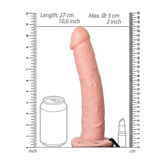 Κούφιο Πέος Με ζώνη - Realrock Hollow Strap On Beige 27cm Sex Toys 
