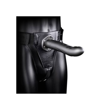 Κούφιο Ομοίωμα Με Ζώνη - Hollow Strap On Textured Curved Black 20cm