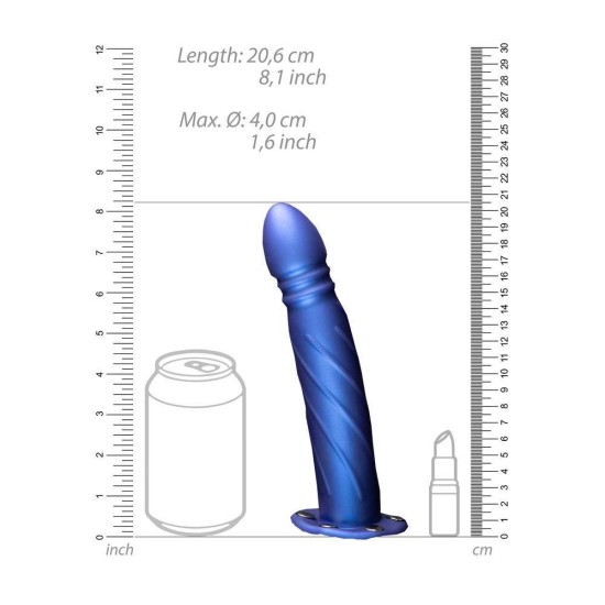 Κούφιο Ομοίωμα Με Ζώνη - Hollow Strap On Twisted Metallic Blue 20cm Sex Toys 