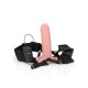 Κούφιο Δονούμενο Πέος Με Ζώνη - Realrock Vibrating Hollow Strap On Beige 19cm Sex Toys 