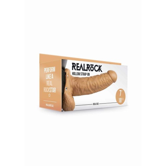 Realrock Hollow Strap On With Balls Brown 23cm Sex Toys