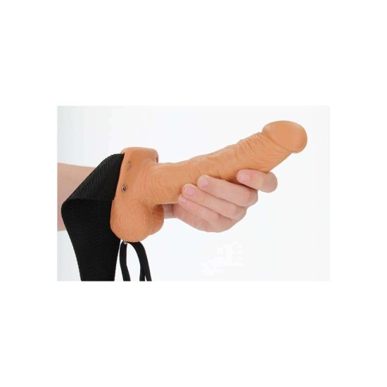 Realrock Hollow Strap On With Balls Brown 23cm Sex Toys