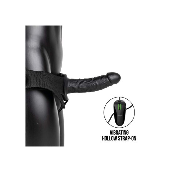 Realrock Vibrating Hollow Strap On Black 19cm Sex Toys