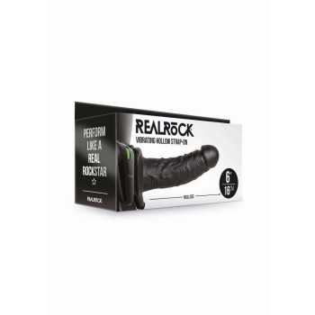 Κούφιο Δονούμενο Πέος Με Ζώνη - Realrock Vibrating Hollow Strap On Black 19cm