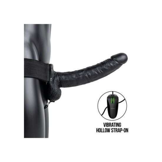 Κούφιο Δονούμενο Πέος Με Ζώνη - Realrock Vibrating Hollow Strap On Black 27cm Sex Toys 