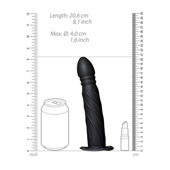 Κούφιο Ομοίωμα Με Ζώνη - Hollow Strap On Twisted Black 20cm Sex Toys 