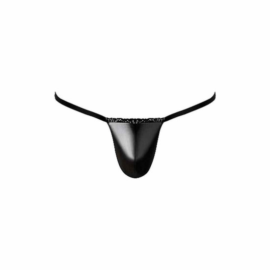 Γυαλιστερό Στρινγκ Κορδόνι - Male Power Liquid Onyx Posing Strap Black Ερωτικά Εσώρουχα 